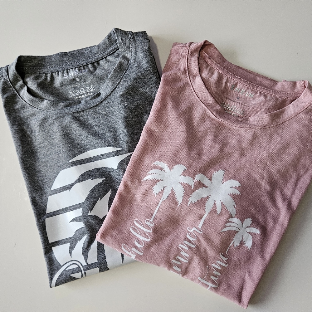 ๐summer tee bundle of 2 one gray one pink size small brand new! - Picture 1 of 7